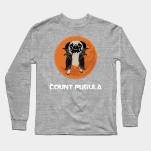 Count Pugula Halloween Funny Pug Pun Design Long Sleeve T-Shirt